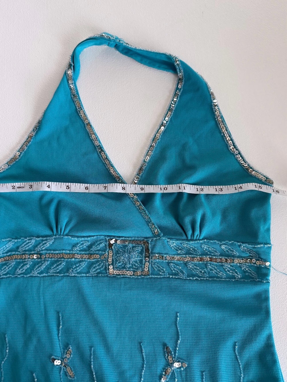 Lipstick Vintage Turquoise Sequin Halter Top - Picture 4 of 8